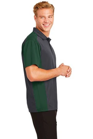 Sport-Tek Mens Colorblock Micropique Sport-Wick Polo Grey/Green - Image 2