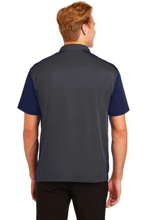 Sport-Tek Mens Colorblock Micropique Sport-Wick Polo Grey/Navy - Image 2