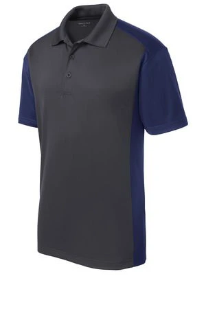 Sport-Tek Mens Colorblock Micropique Sport-Wick Polo Grey/Navy - Image 4