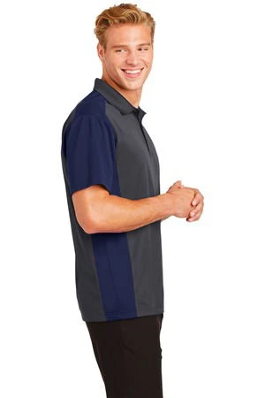 Sport-Tek Mens Colorblock Micropique Sport-Wick Polo Grey/Navy - Image 3